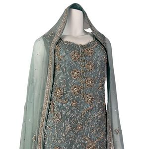 🚨SOLD🚨Baby Blue Lengha in full zardozi hand work (size S/4)